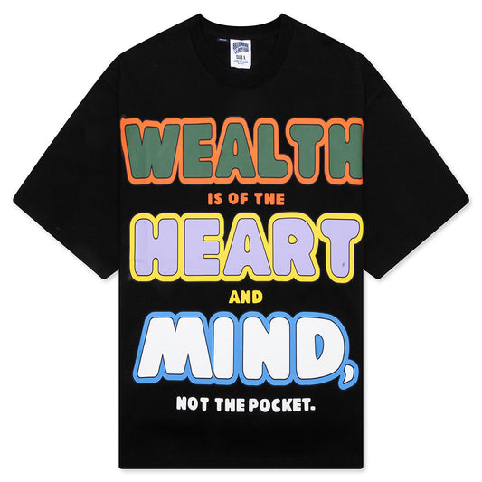 Wealth Heart Mind S/S Crop Fit Knit Shirt - Black