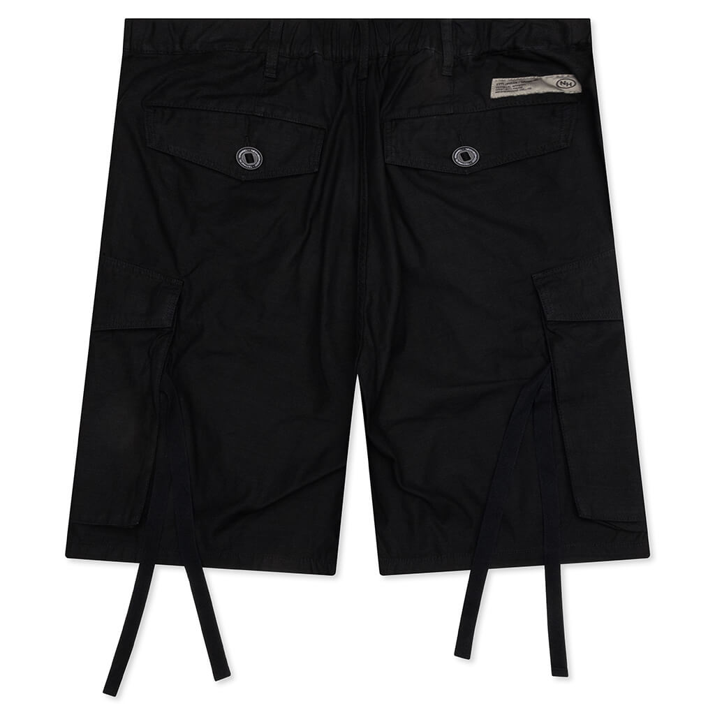 Wide Cargo Shorts Pants - Black