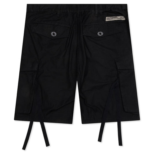Wide Cargo Shorts Pants - Black