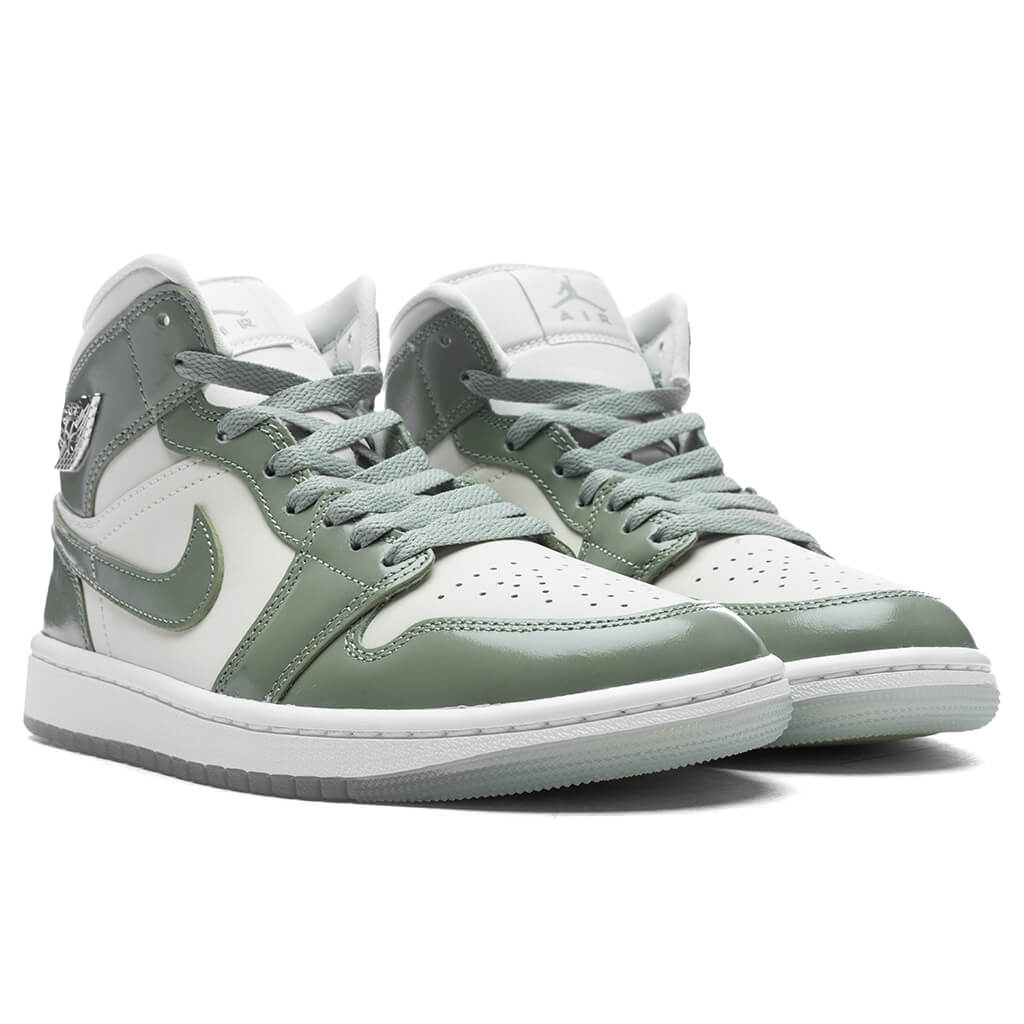 Women's Air Jordan 1 Mid SE - Sea Glass/Oil Green/Metallic Silver