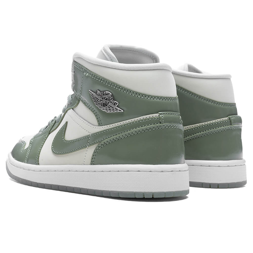 Women's Air Jordan 1 Mid SE - Sea Glass/Oil Green/Metallic Silver