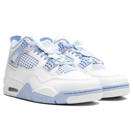 Women's Air Jordan 4 Retro 'Aluminum' - White/Aluminum/Blue Tint/Oil Green