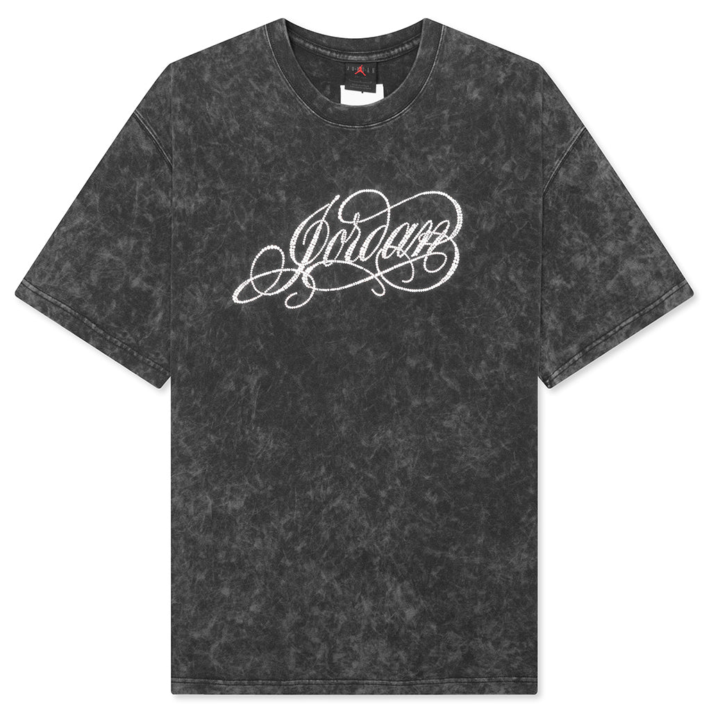 Women's Short-Sleeve Oversized Graphic T-Shirt with Swarovski® Crystals - Off Noir