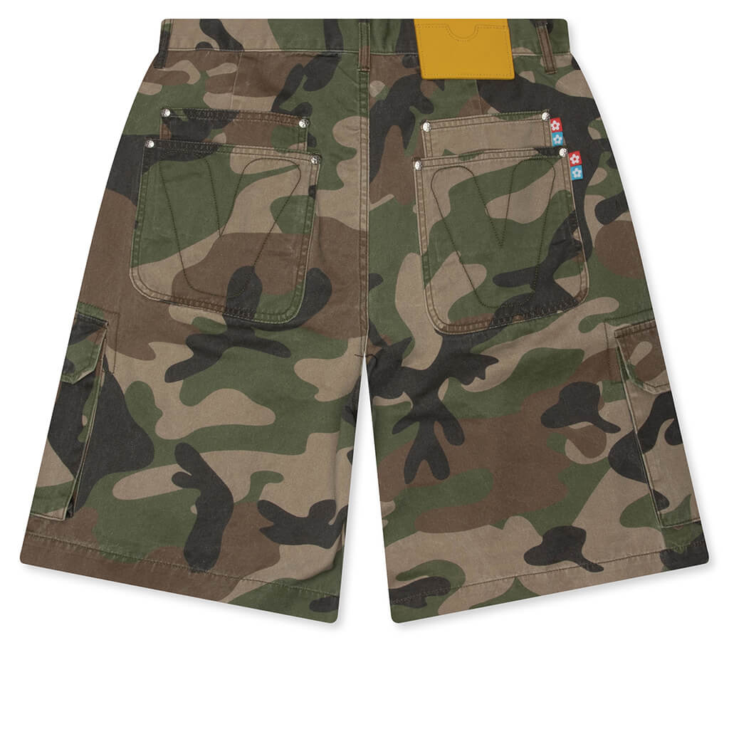 Woodland Camo Shorts -  Washed Green