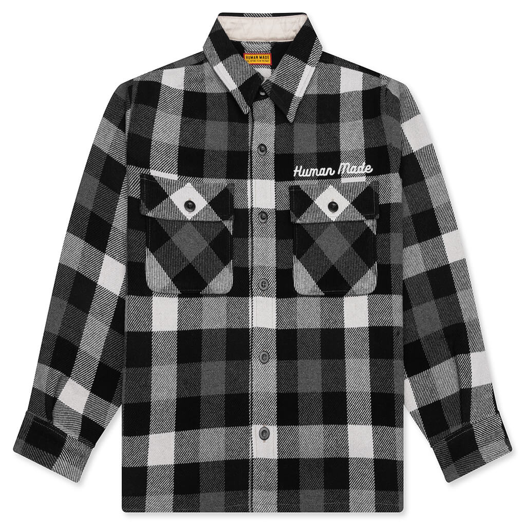 Wool Check Shirt Jacket - Black