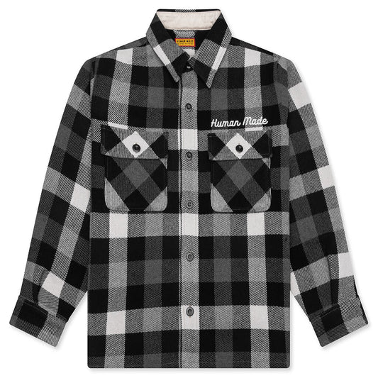 Wool Check Shirt Jacket - Black