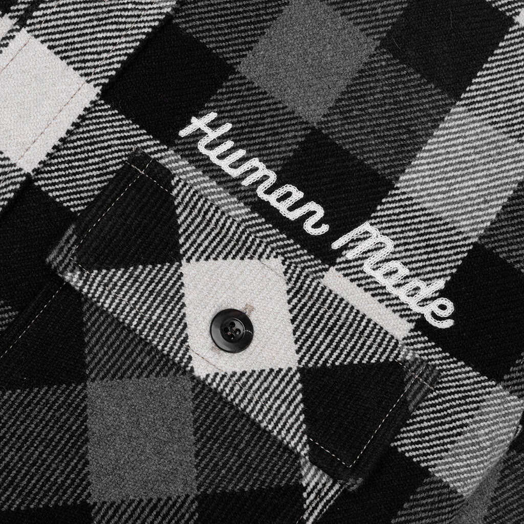 Wool Check Shirt Jacket - Black