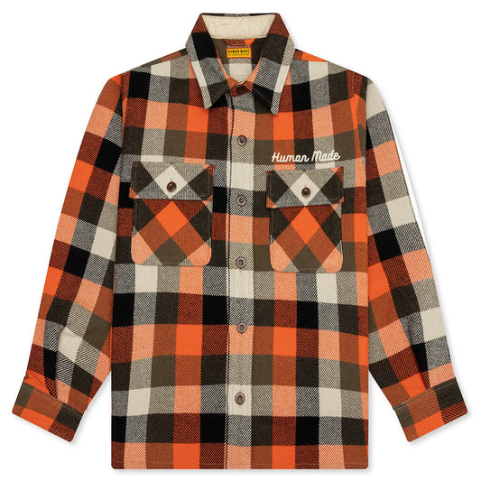 Wool Check Shirt - Orange