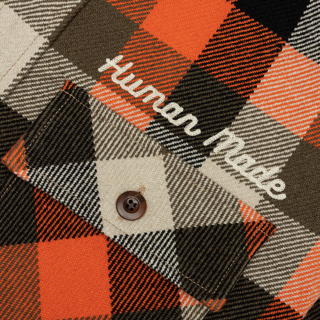 Wool Check Shirt - Orange
