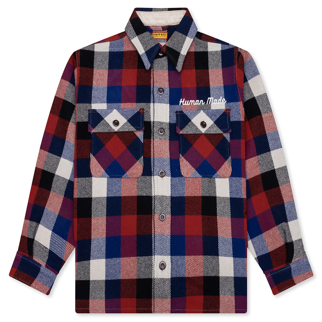 Wool Check Shirt Jacket - Red