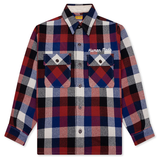 Wool Check Shirt Jacket - Red
