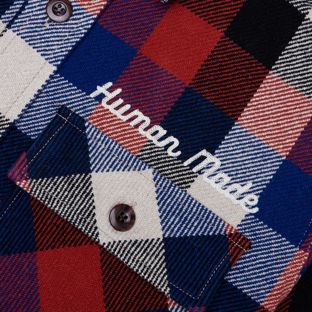 Wool Check Shirt Jacket - Red