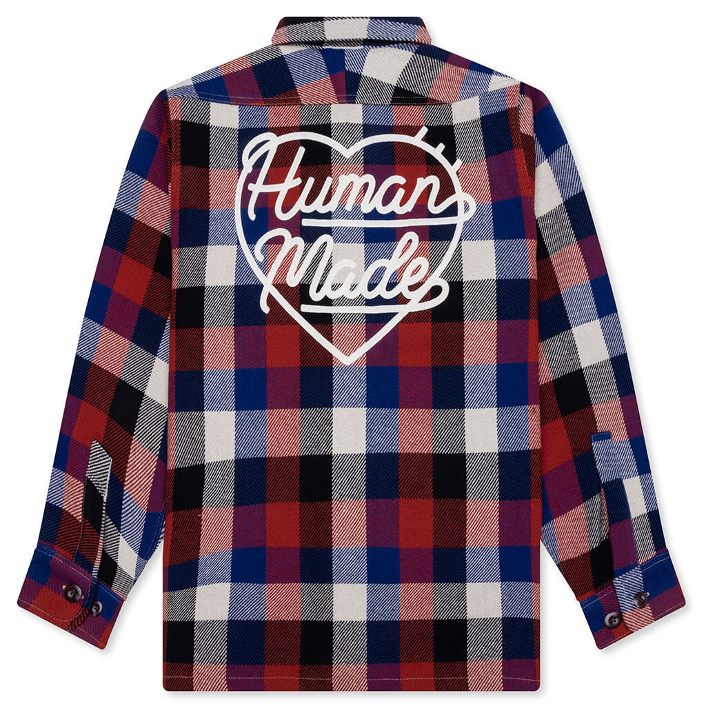 Wool Check Shirt Jacket - Red