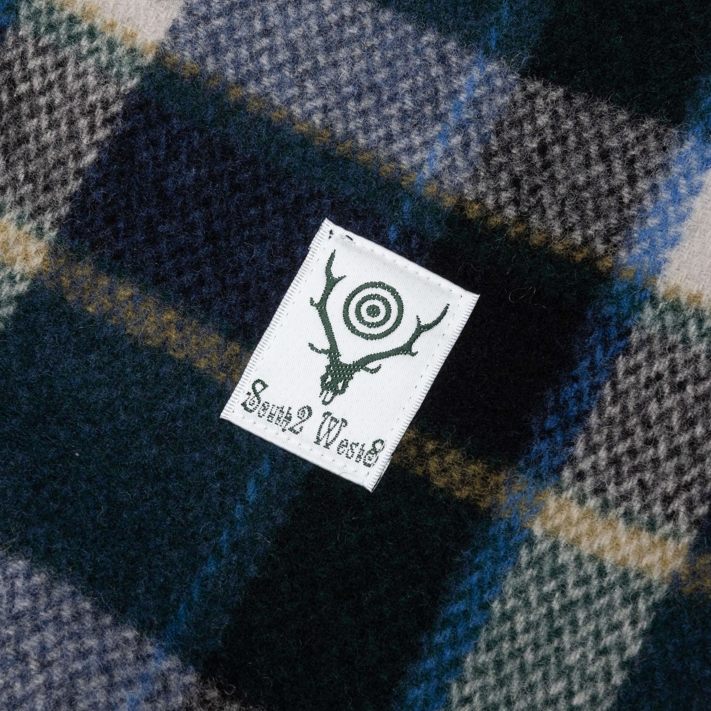 Wool Melton Plaid Coach Jacket - Green