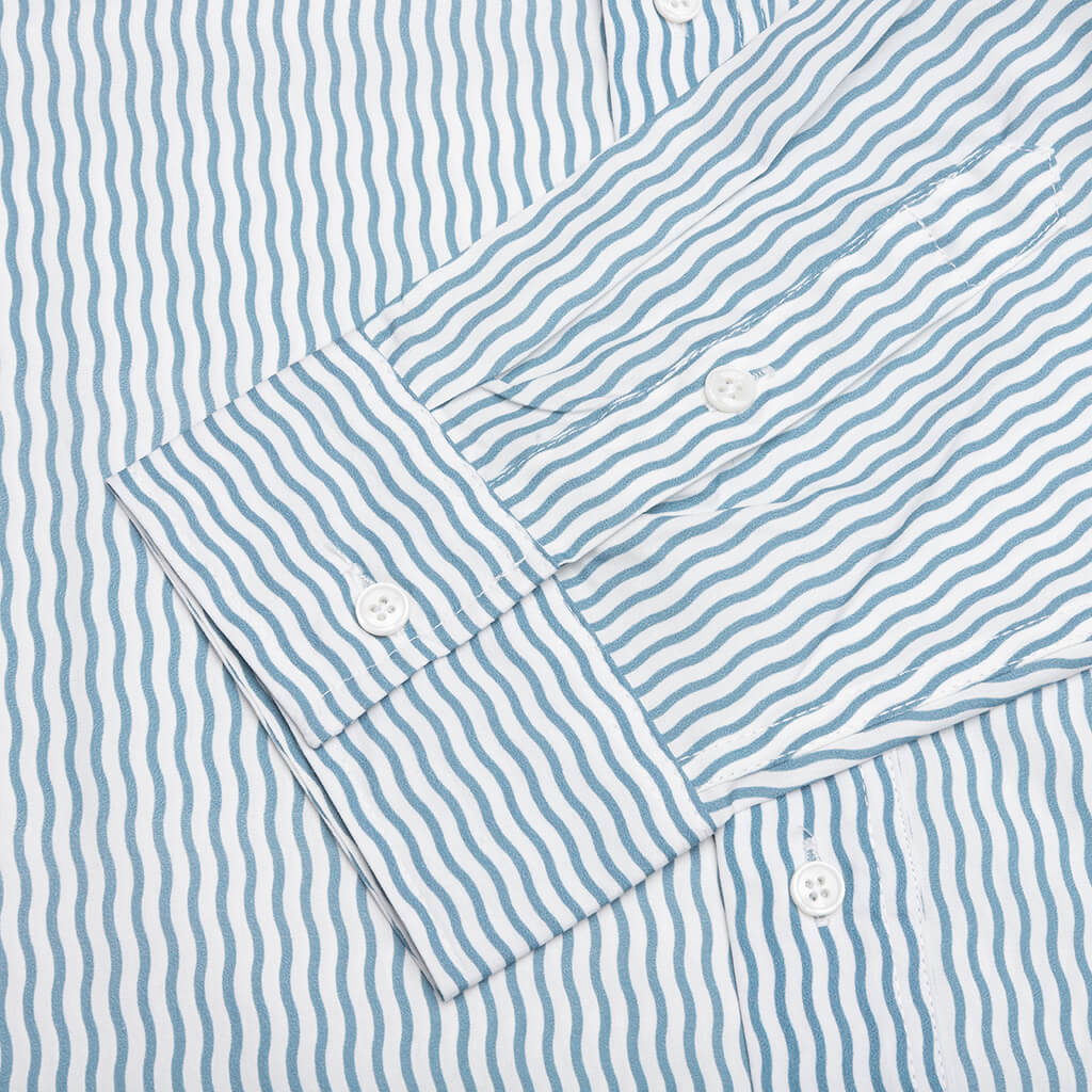 Wordmark Poplin Button-Up - Baby Blue
