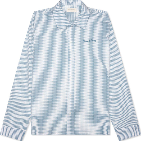Wordmark Poplin Button-Up - Baby Blue