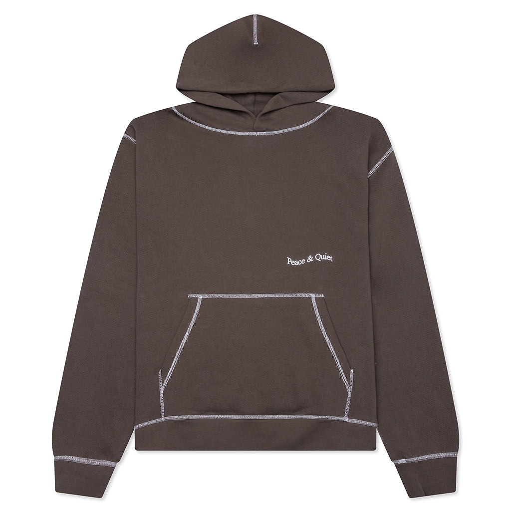 Wordmark Reverse Stitched Hoodie - Brown