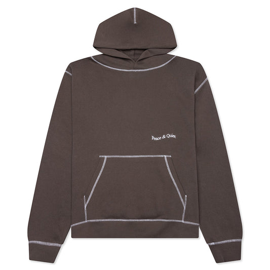 Wordmark Reverse Stitched Hoodie - Brown