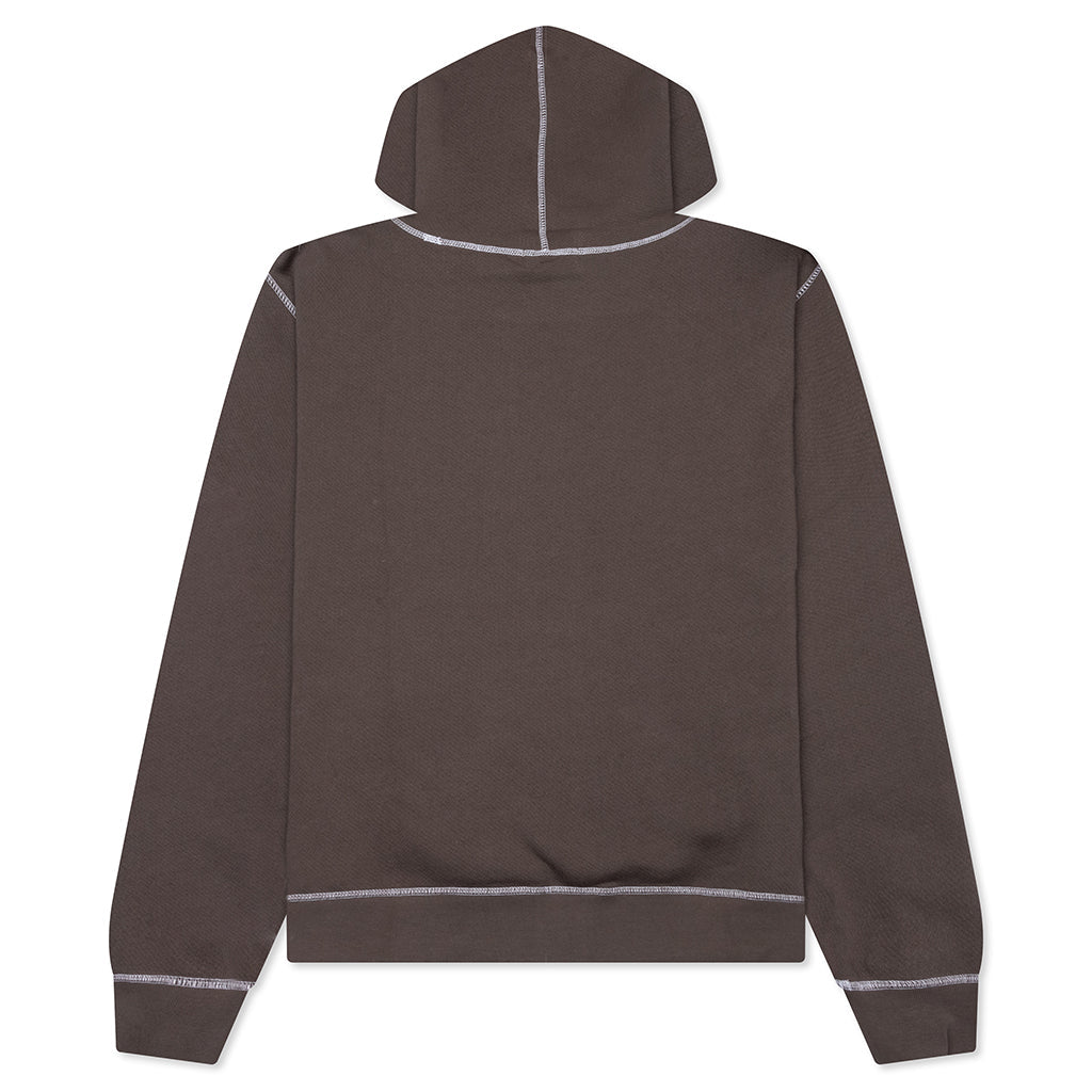 Wordmark Reverse Stitched Hoodie - Brown