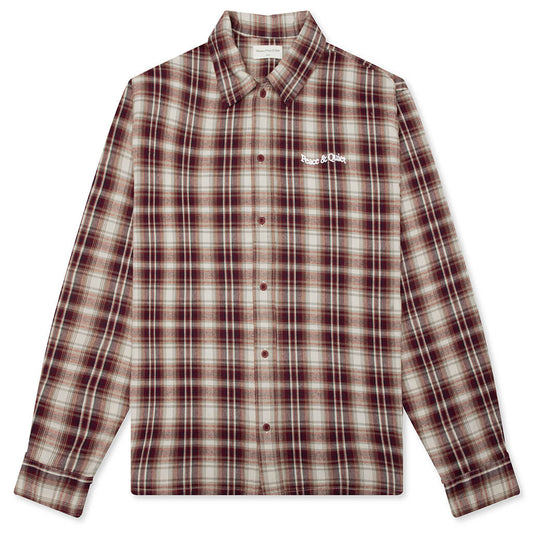 Wordmark Button Up - Burgandy