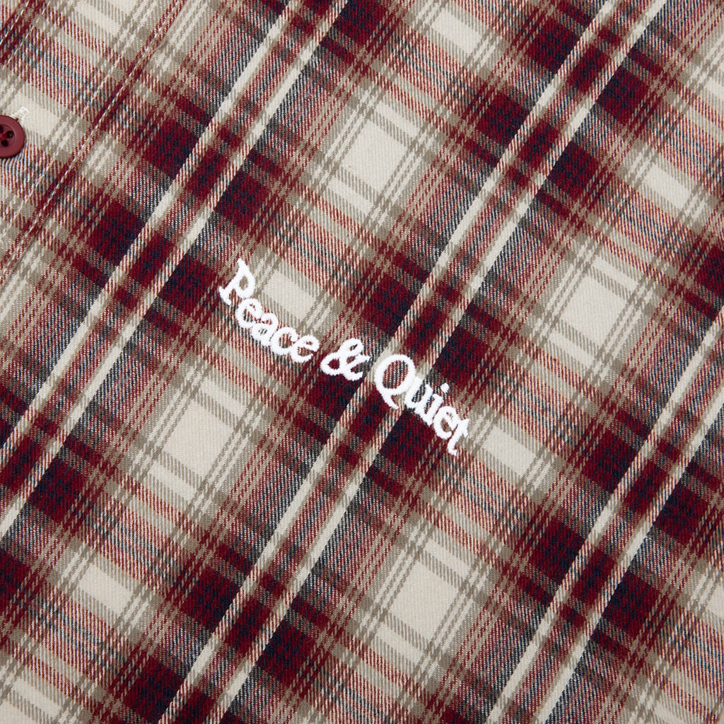 Wordmark Button Up - Burgandy