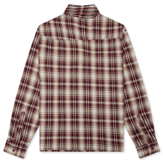Wordmark Button Up - Burgandy