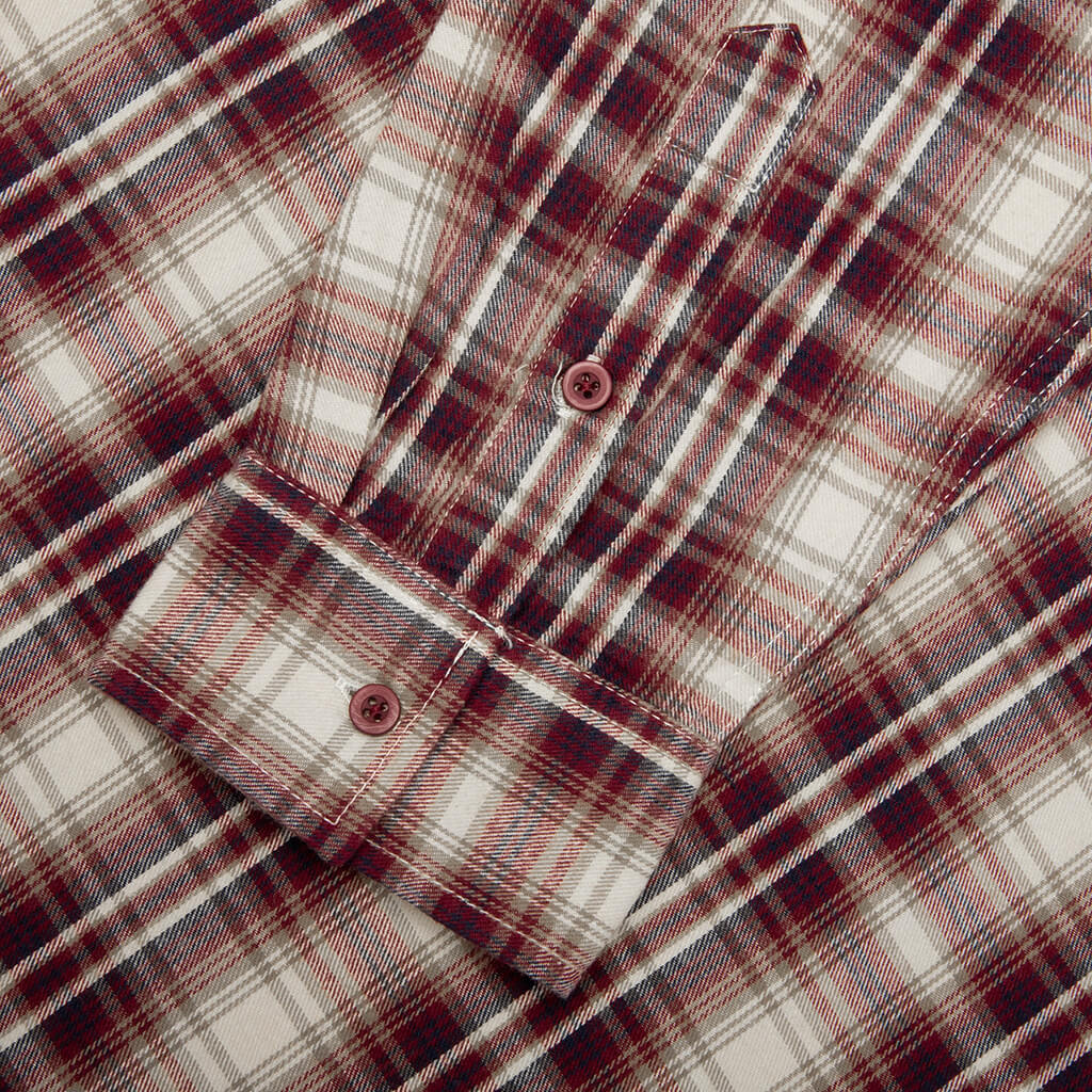 Wordmark Button Up - Burgandy