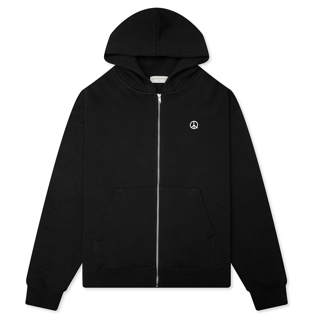 Wordmark Zip Up Hoodie - Black