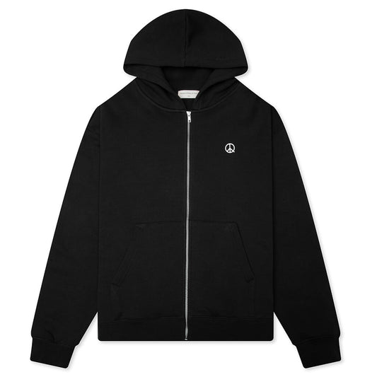 Wordmark Zip Up Hoodie - Black