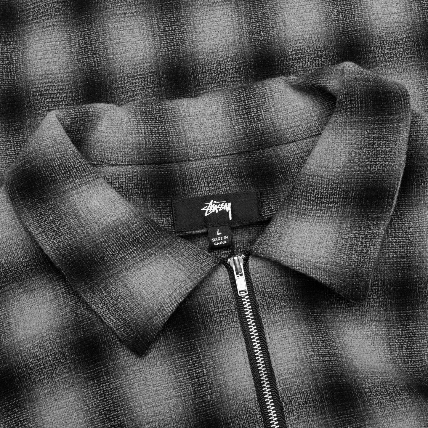 Zip Shirt Twisted Yarn Plaid - Charcoal