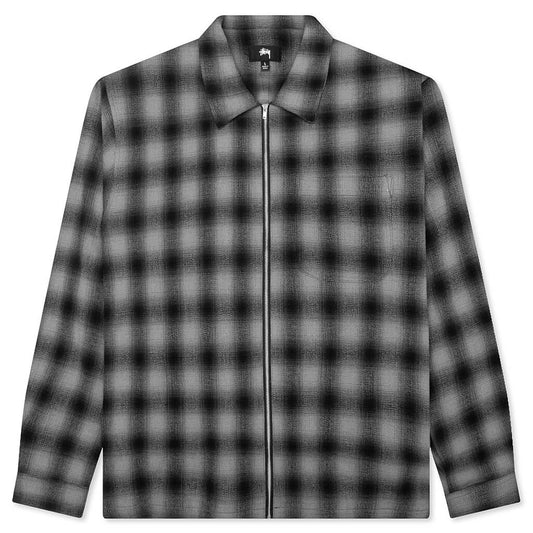 Zip Shirt Twisted Yarn Plaid - Charcoal