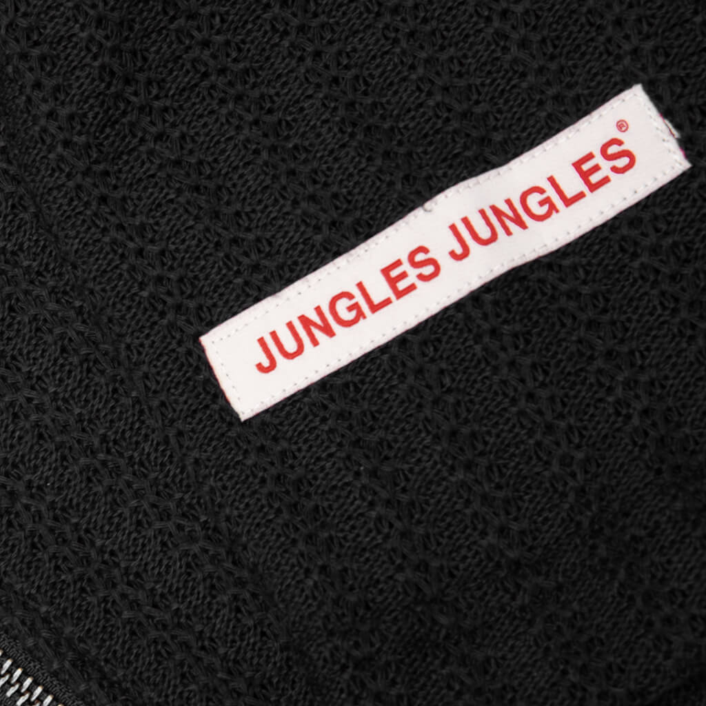 Zip Up Boxy Knit Jacket - Black
