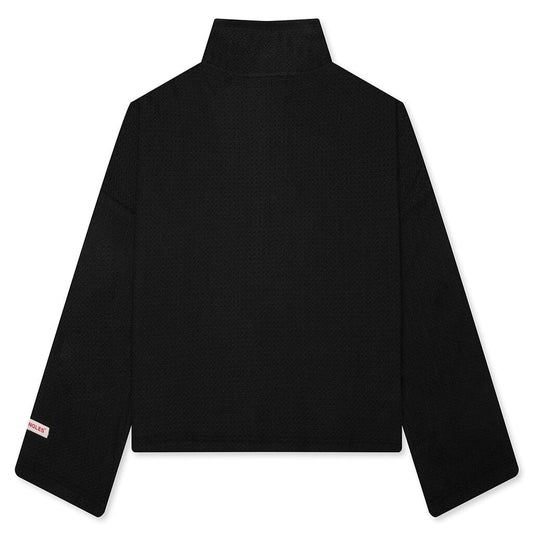 Zip Up Boxy Knit Jacket - Black