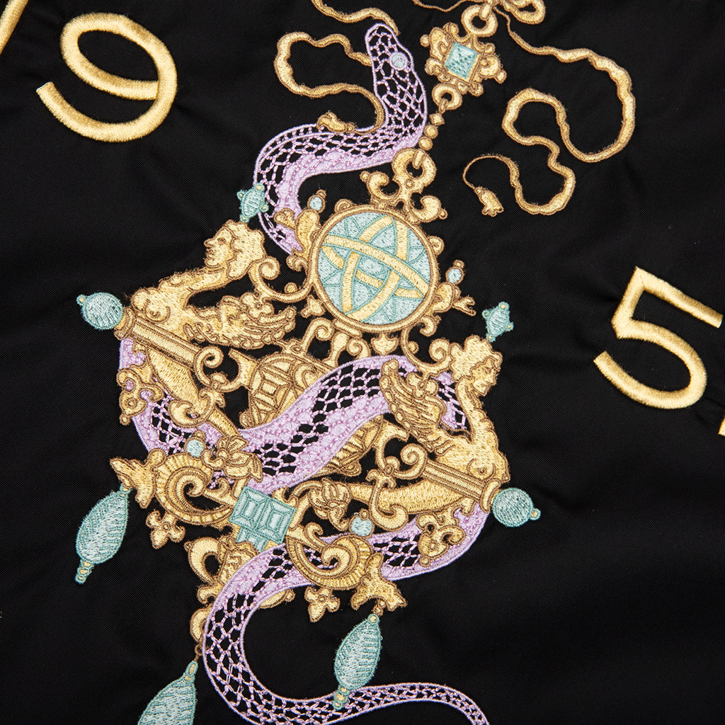 Zipped Jacket with Chandelier and Snake Embroideries - Black