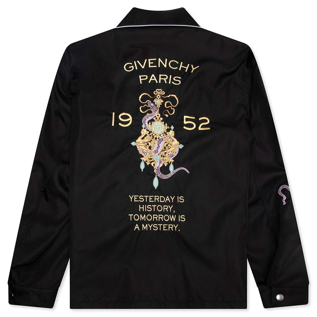 Zipped Jacket with Chandelier and Snake Embroideries - Black