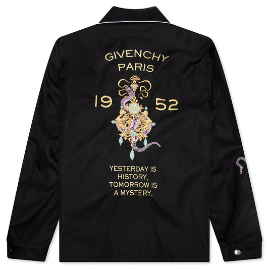 Zipped Jacket with Chandelier and Snake Embroideries - Black