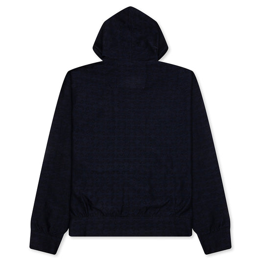 Zipped Hoodie In Monogram 72 Jacquard - Black/Navy