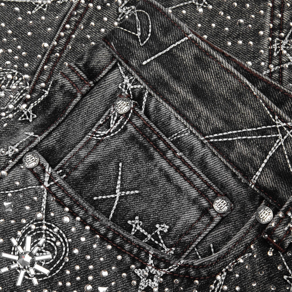 20K Zodiac Diamond Denim Pants - Black
