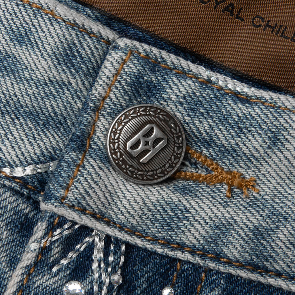 20K Zodiac Diamond Denim Pants - Blue
