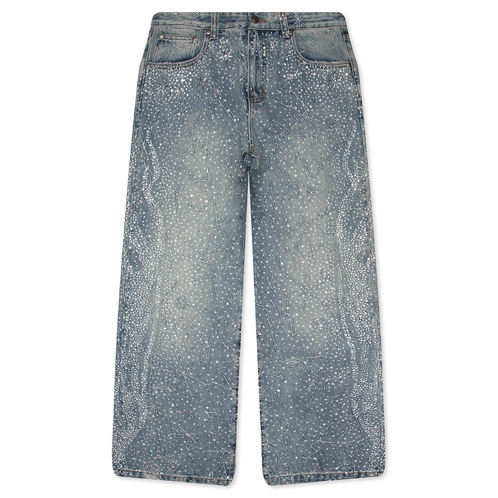 20K Zodiac Diamond Denim Pants - Blue