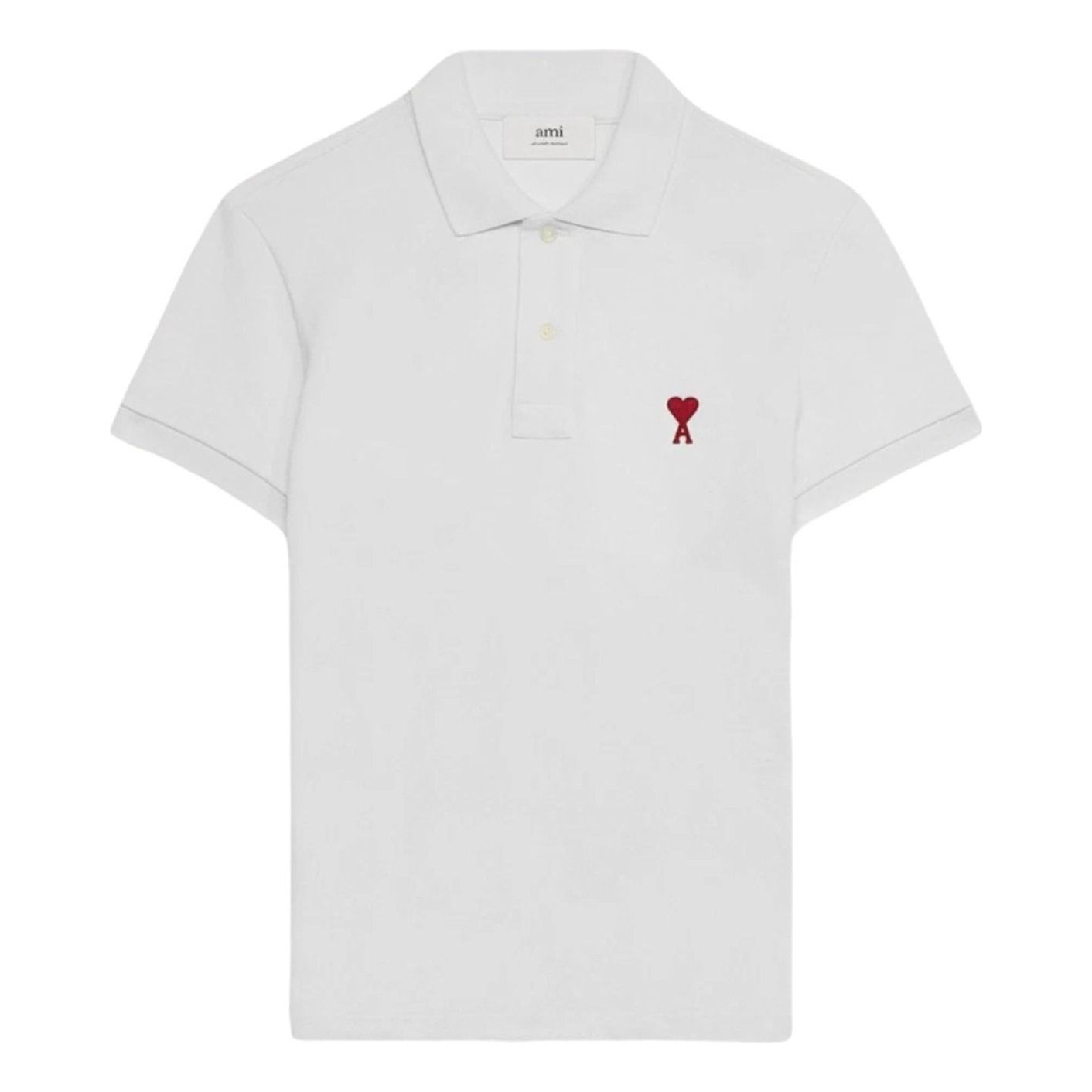 AMI Small Heart Logo Polo Shirt 'White' BFUPL001-760-100