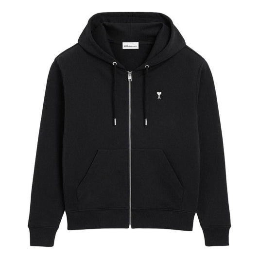 AMI Small Heart Logo Zip Up Hoodie 'Black' HSW765-730-045