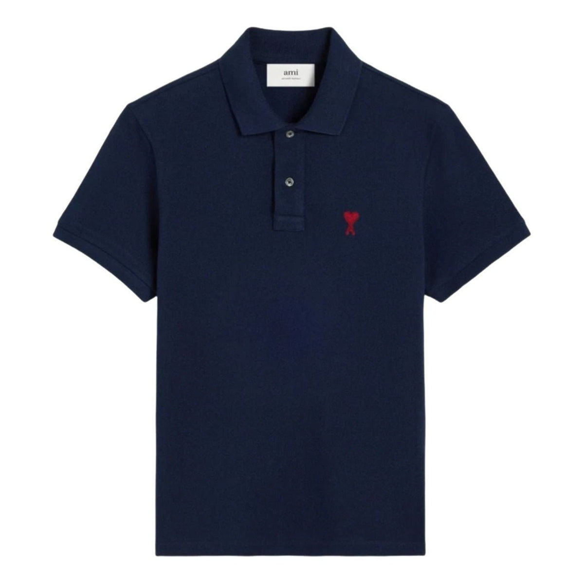AMI Small Heart Logo Polo Shirt 'Night Blue' BFUPL001-760-430