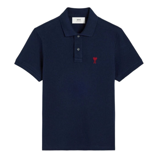 AMI Small Heart Logo Polo Shirt 'Night Blue' BFUPL001-760-430