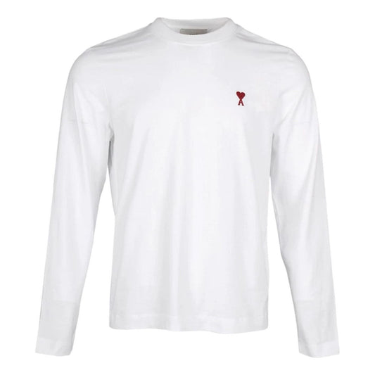 AMI Small Heart Logo Long Sleeve T-shirt 'White' BFUTS235-724-100