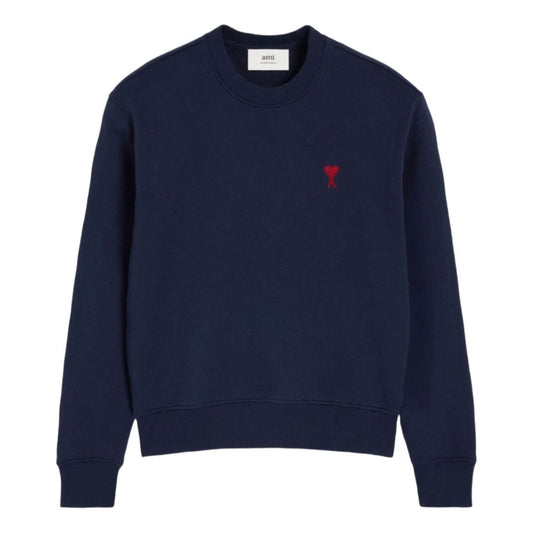AMI Small Heart Logo Cotton Sweatshirt 'Navy' BFUSW035-730-430
