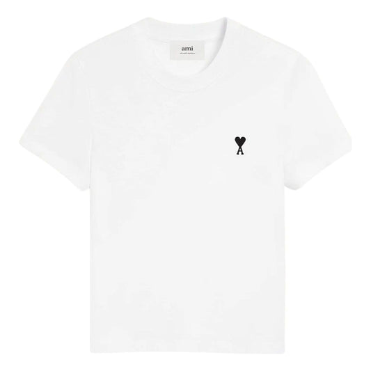 (WMNS) AMI Small Heart Logo T-shirt 'White Black' FTS347-724-100
