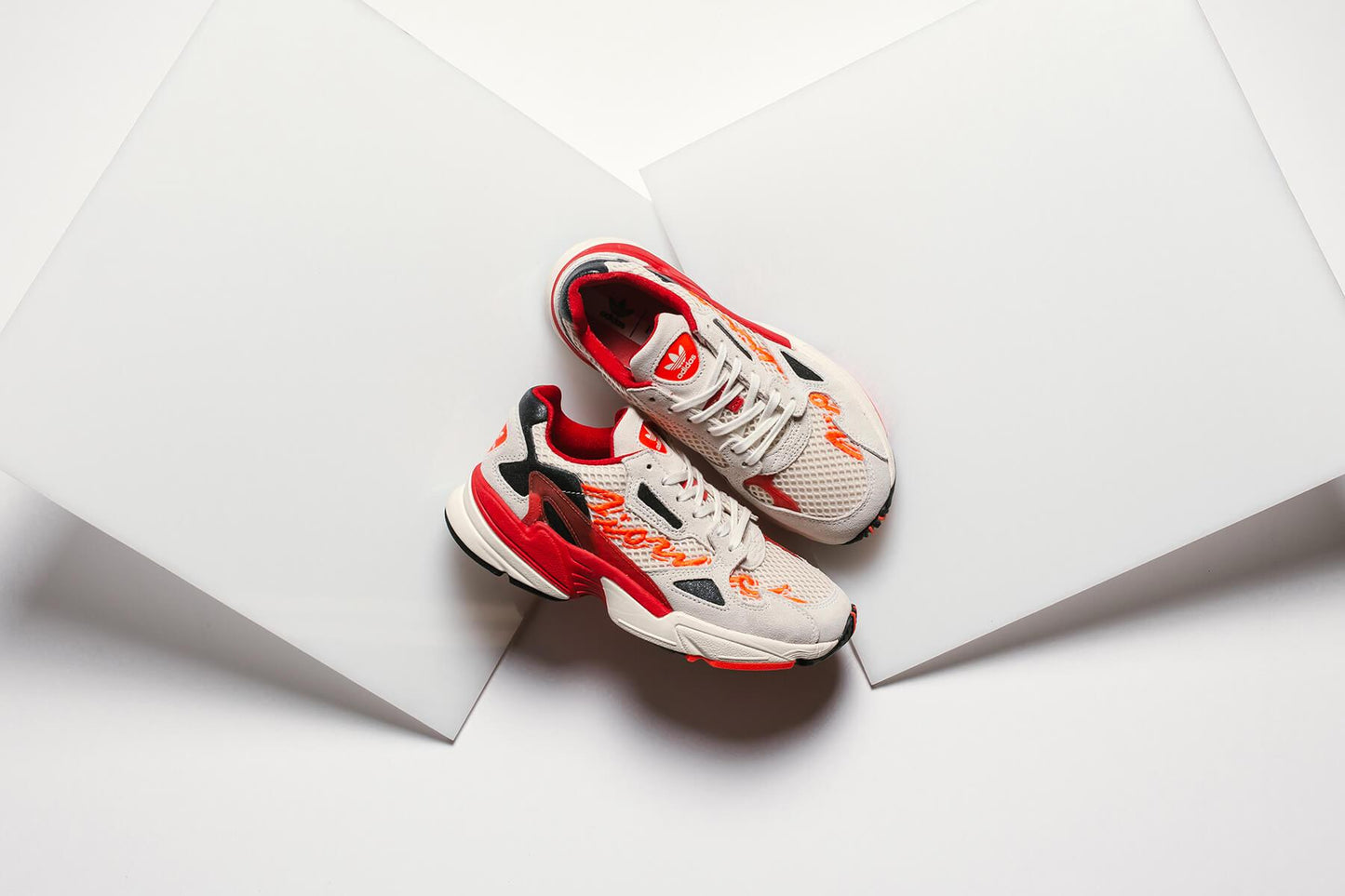 adidas Originals x Fiorucci Falcon W - Off White/Red/Neon Solar Orange