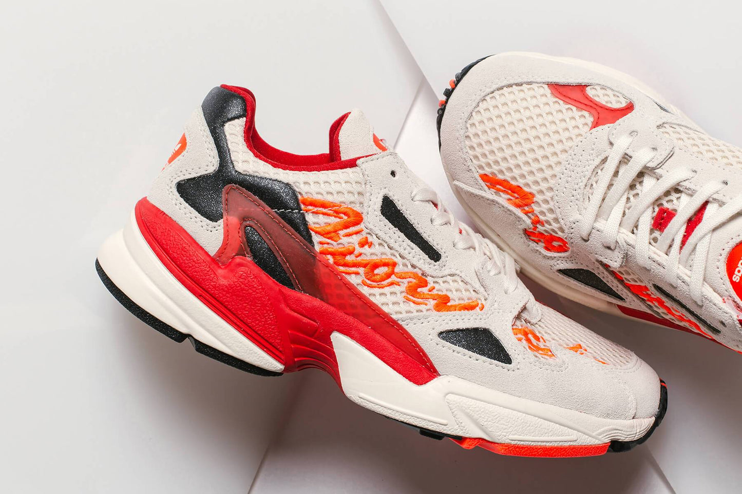 adidas Originals x Fiorucci Falcon W - Off White/Red/Neon Solar Orange