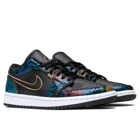 Women's Air Jordan 1 Low "Multicolor Snakeskin" - Black